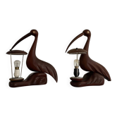 Pair of Italian teak table lamps Design/One Attr. to Aldo Tura, 1960s, Italy