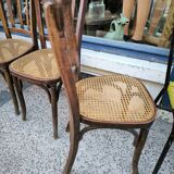 Series of 4 caned bistro chairs circa 1900