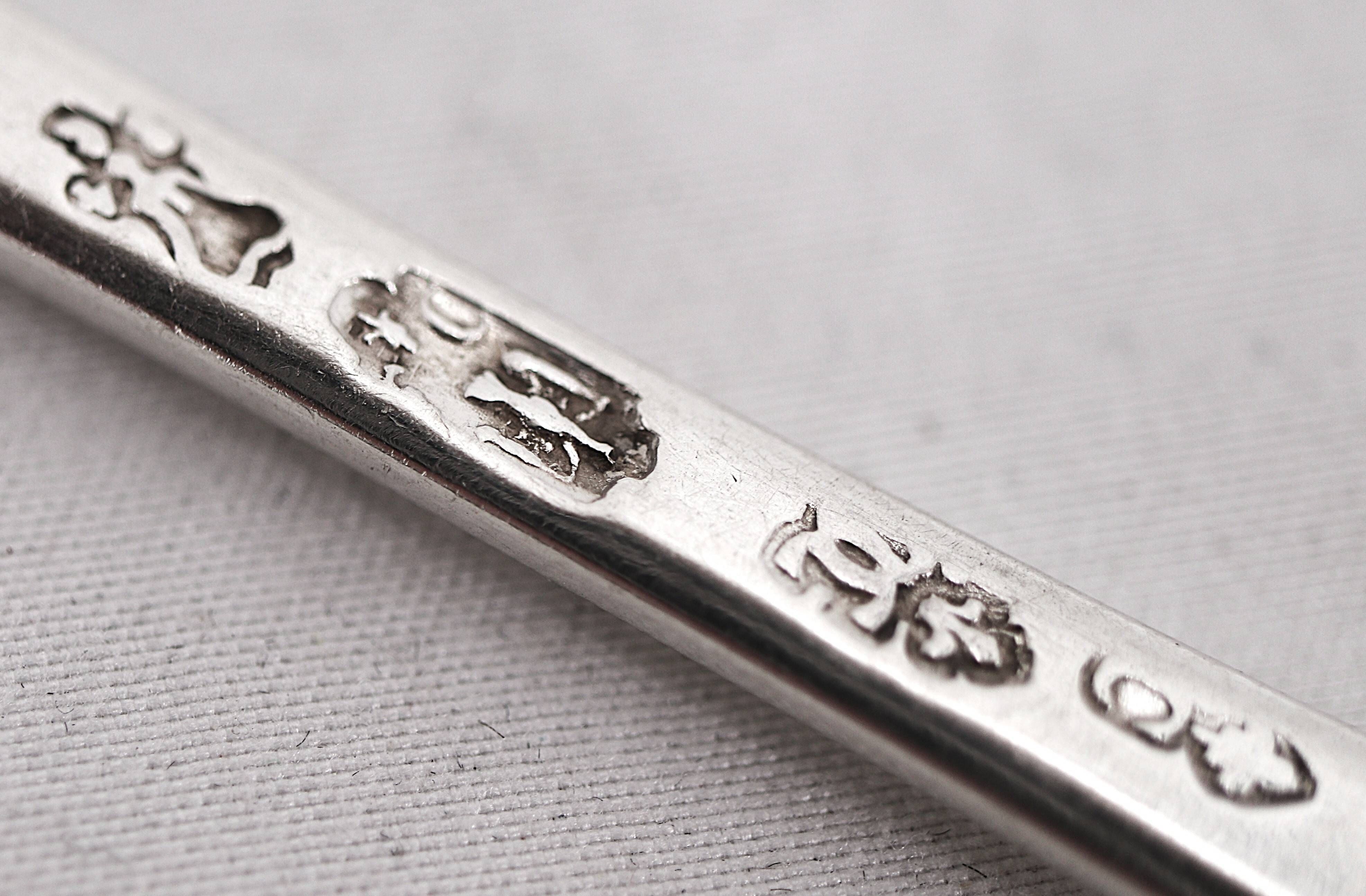 Rare set of 6 silver teaspoons, 18th century, Besançon, Gounot, Uniplat