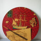 Jean Clemmer's old tripod bistro table in the 1950s/60s marine décor