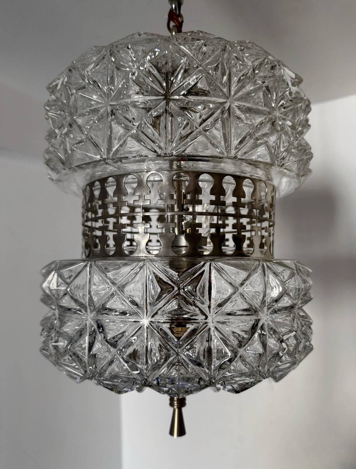 60s chrome glass chandelier