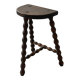 vintage French farm stool in turned wood