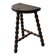 vintage French farm stool in turned wood
