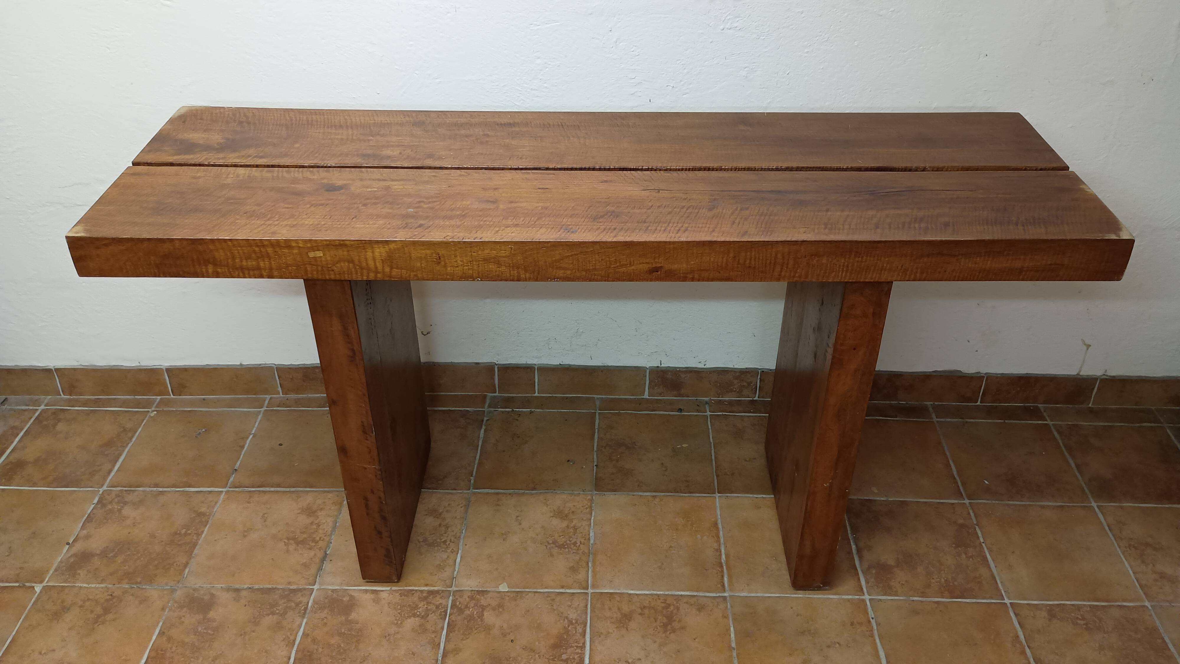 Brutalist console made of solid wood