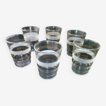 Set of 6 vintage granite striped table glasses