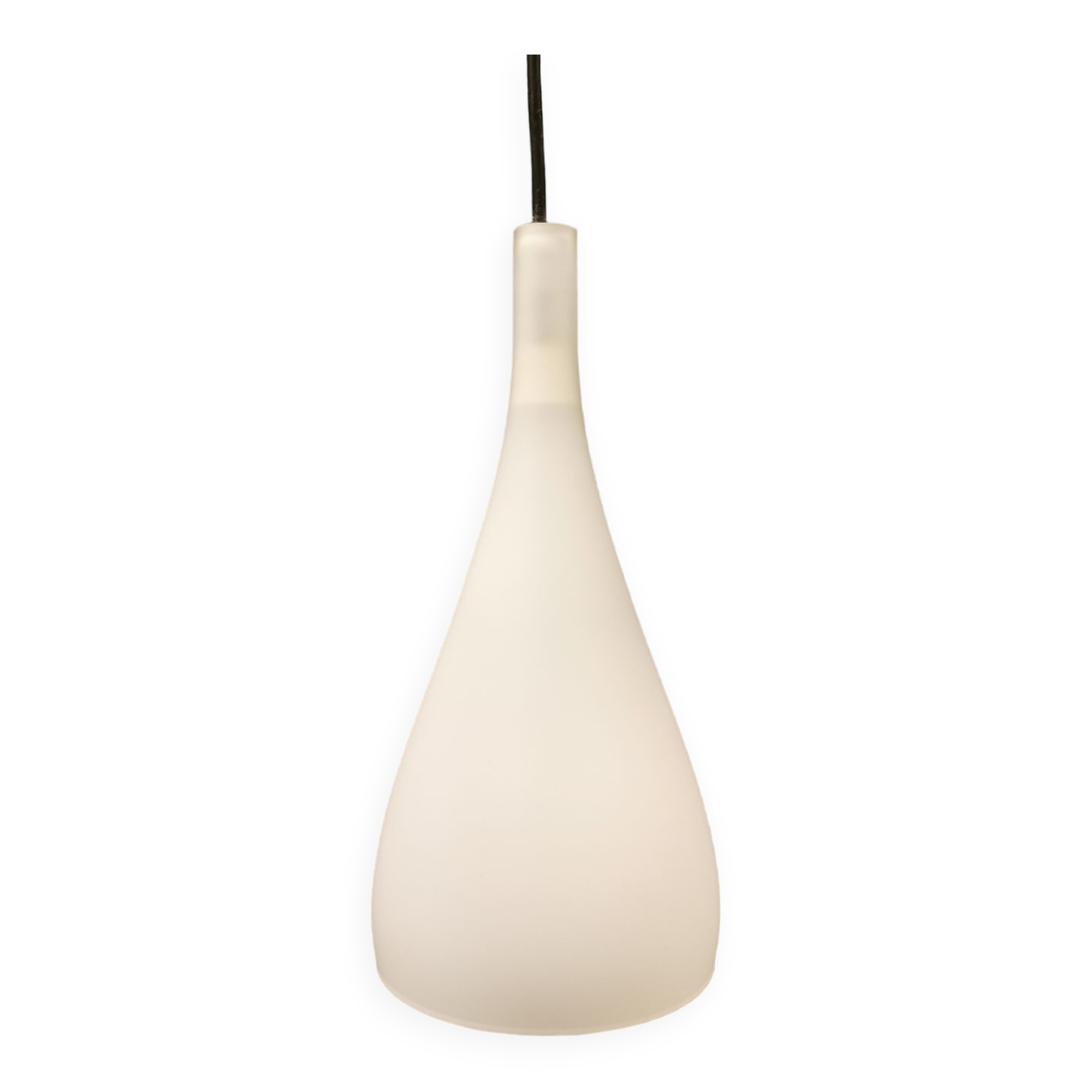 French hanging lamp in milky white glass, model Gin Fizz, produced by SCE.