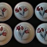 Series of six Orchies earthenware dessert plates model Simone