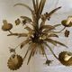 Hans Kögl-style 6-arm chandelier in gilded metal, 1970s, with two wall lights