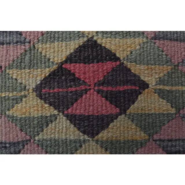 1970s Vintage Turkish Oushak Handmade Wool Cotton Pink Runner Rug 87x333