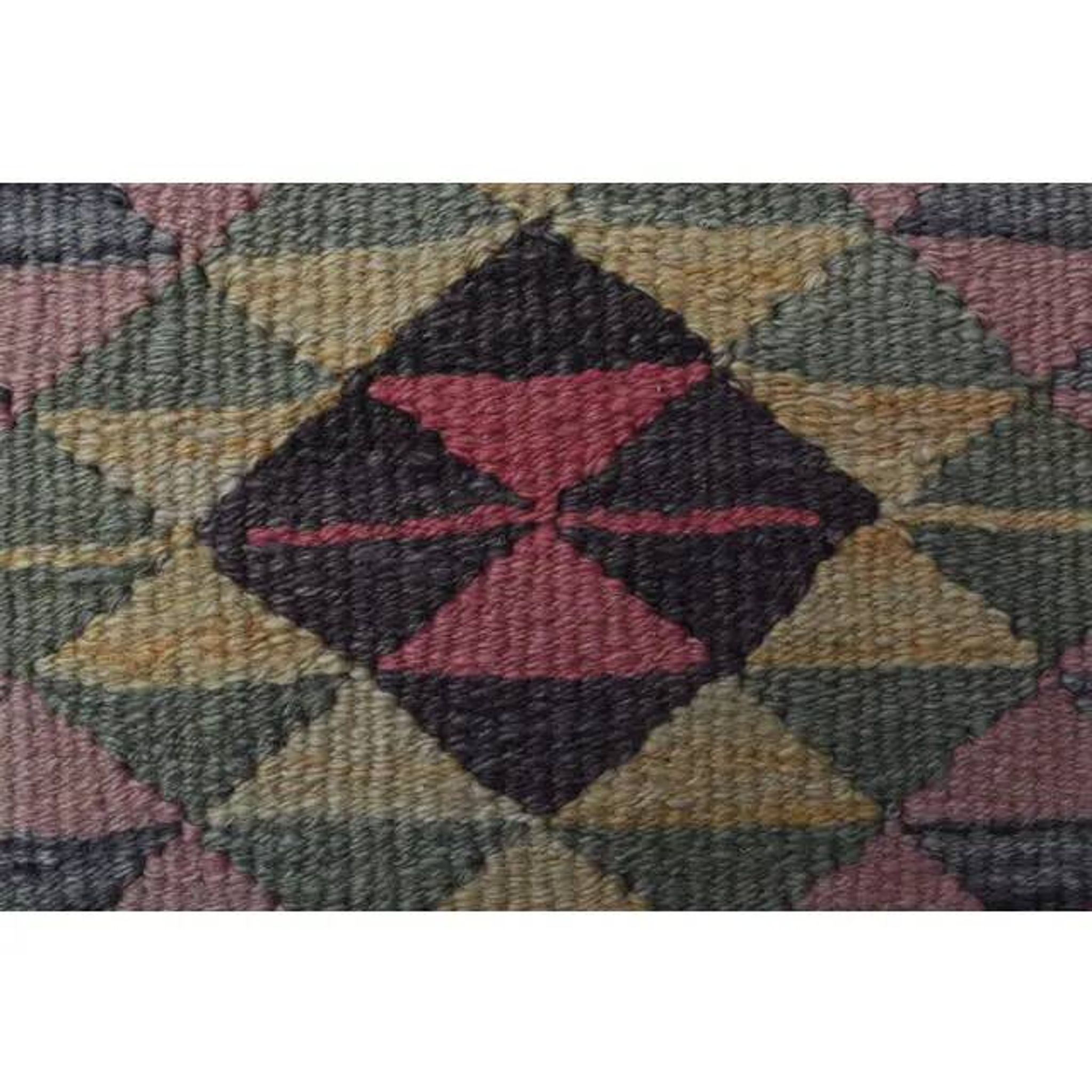 1970s Vintage Turkish Oushak Handmade Wool Cotton Pink Runner Rug 87x333