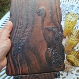 Service de 6 verres vintage ambrés avec porte-verres en bois