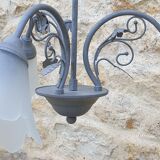 Lustre à 3 feux en métal patiné gris