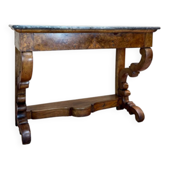 Console en noyer et ronce de noyer d’époque Restauration, XIXème siècle
