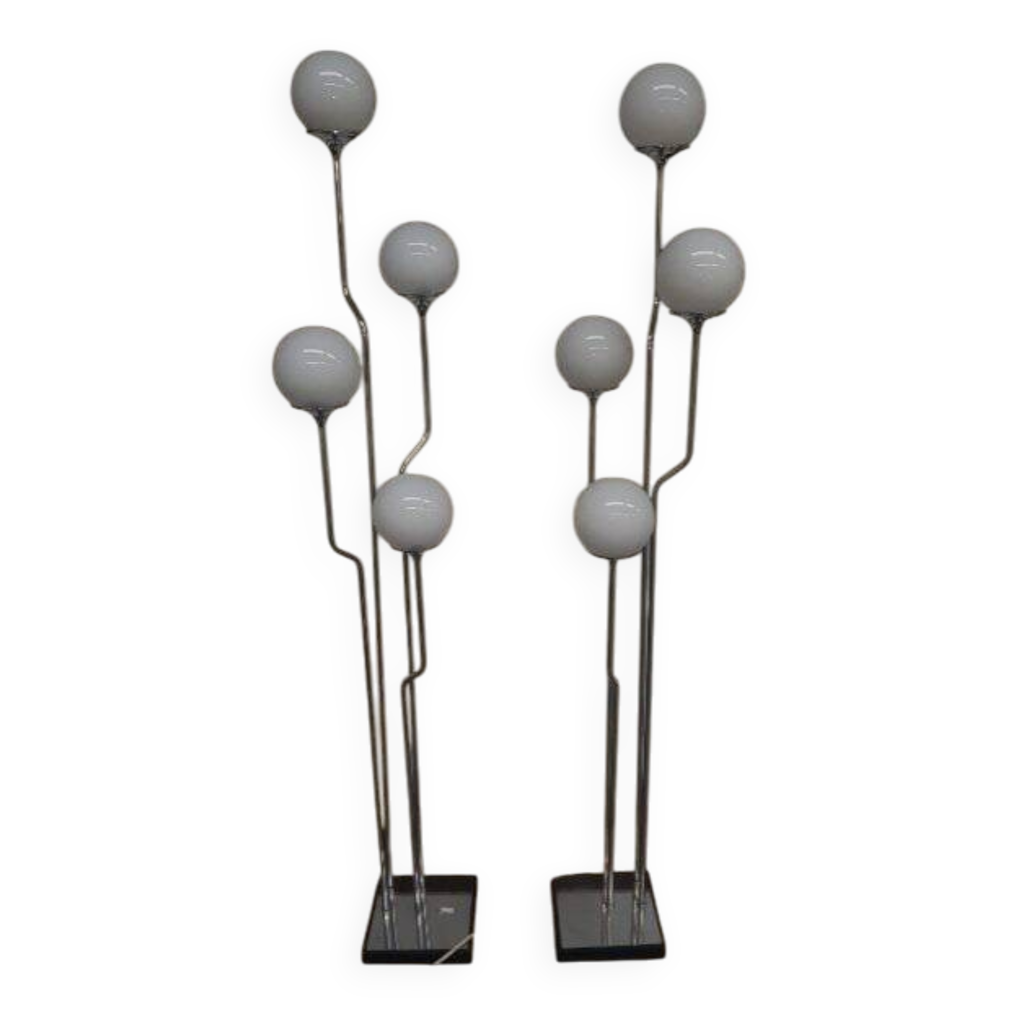 Lot de deux lampadaires italiens en chrome Goffredo Reggiani des années 1960