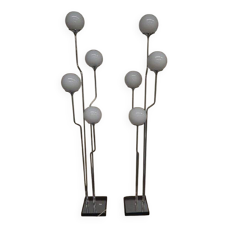 Lot de deux lampadaires italiens en chrome Goffredo Reggiani des années 1960