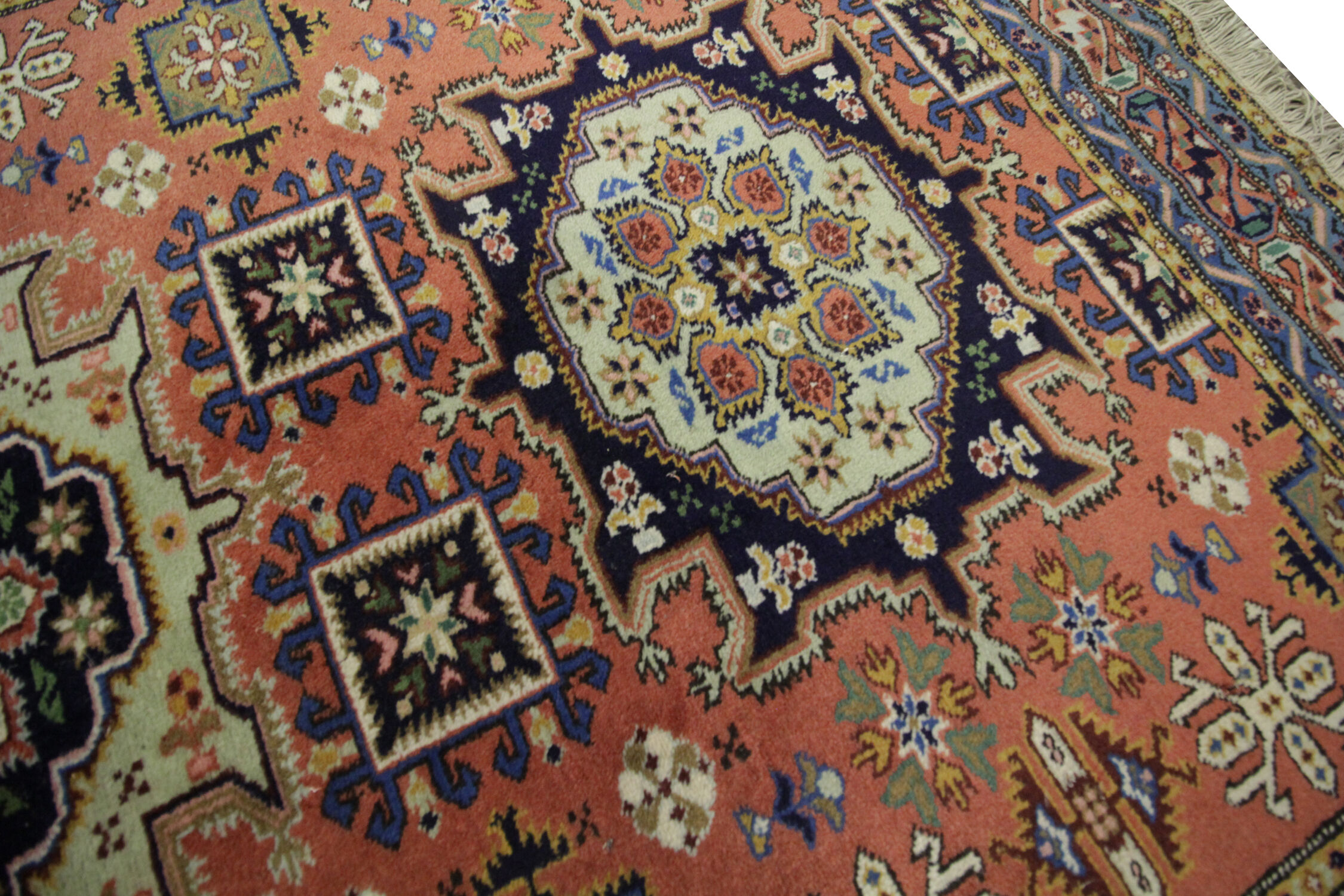 Vintage Orange Wool Azerbaijan Area Rug- 142x187cm