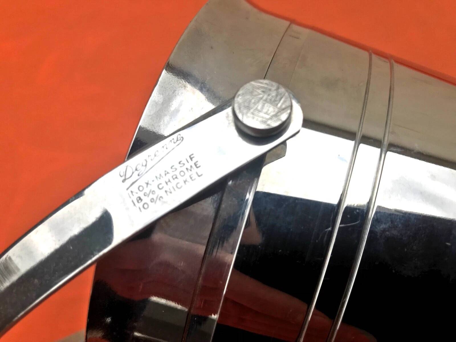 1960s Guy Degrenne Ice Bucket with Handle 18/10 Stainless Steel