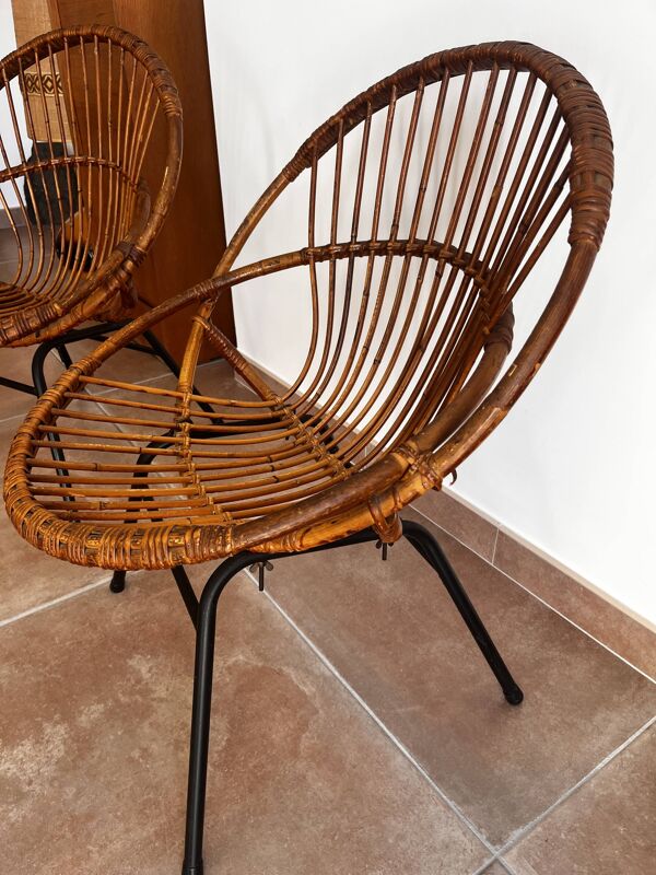 Fauteuils coquille années 60