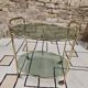Golden dessert table and smoked glass 1970 vintage