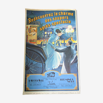Affiche originale brasseries flo julien terminus nord vaudeville vintage années 80