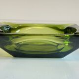 Geometric Glass Ashtray Vintage Green