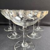 6 champagne glasses in 1/2 crystal blown and cut – Early twentieth century