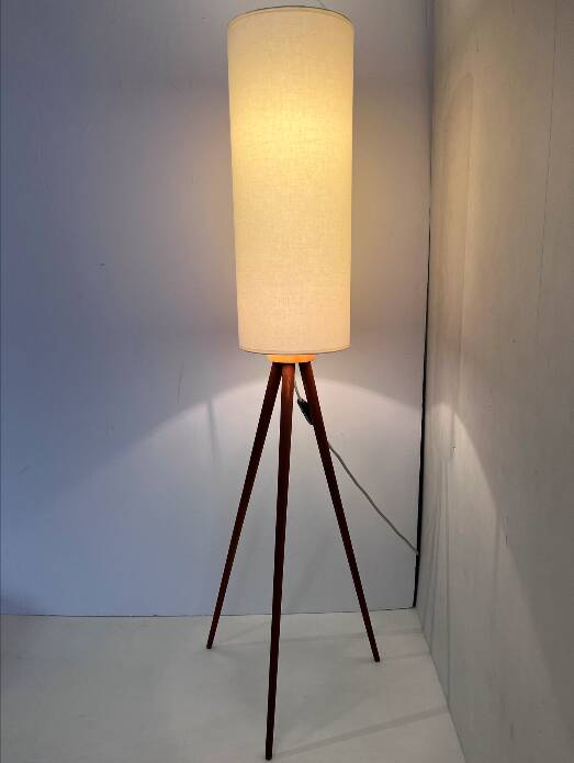 Scandinavian tripod floor lamp in teak