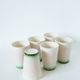 Set of 6 pink and green slip glasses Digoin Sarreguemines, 1970