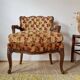 Antique cabriolet armchair in floral velvet – Louis XV style / Retro chic