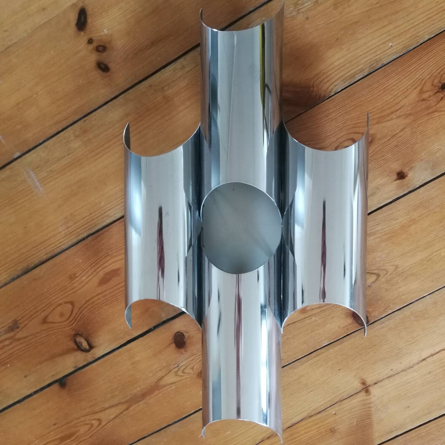 Large vintage design wall light in stainless steel chrome from the 70s