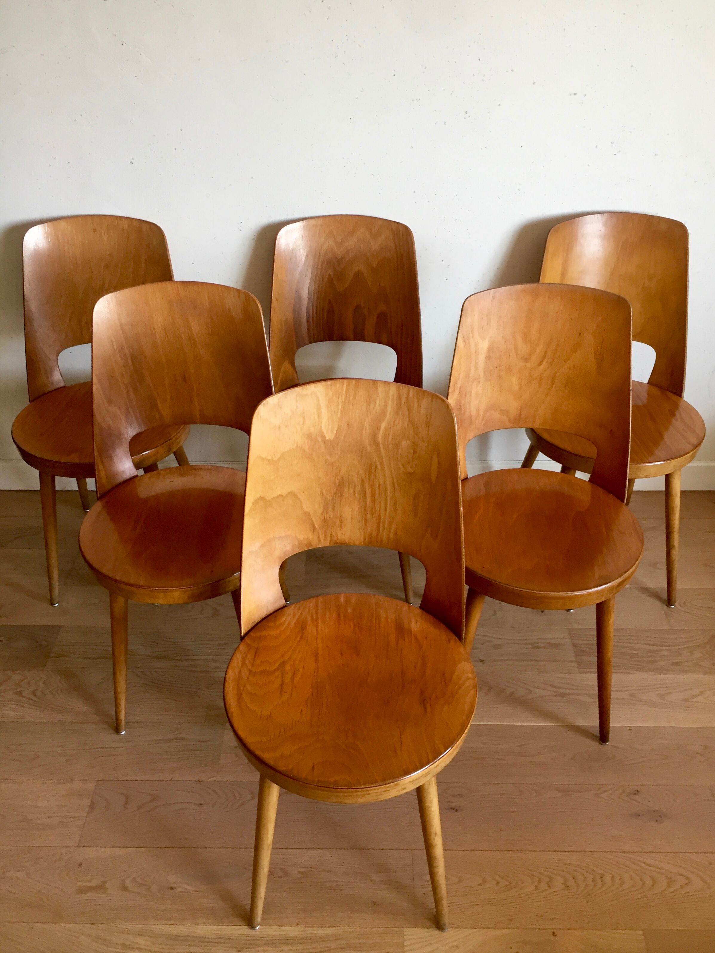 Lot of 6 chairs bistros Baumann Mondor vintage 60s