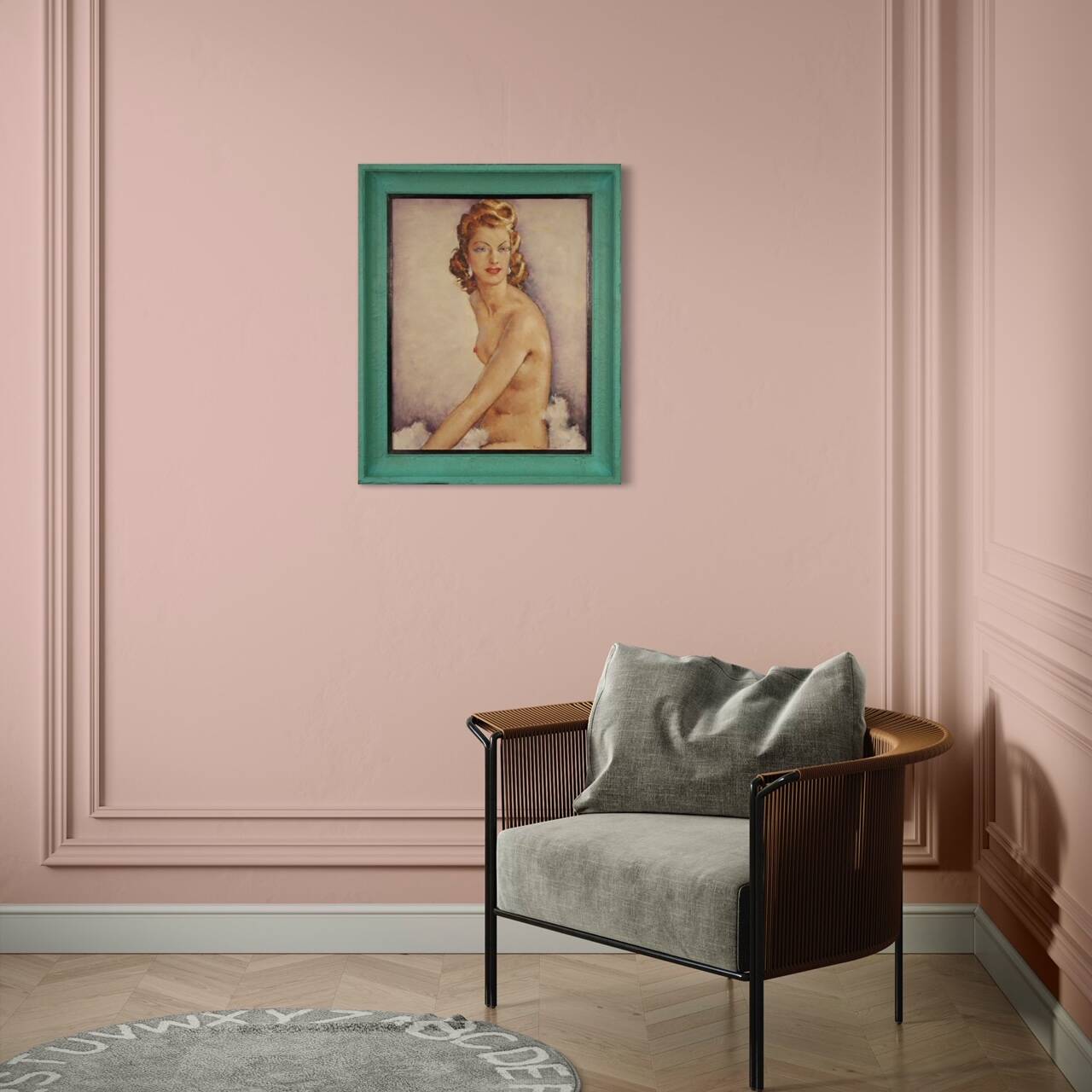 French signed nude painting 60's