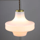 Mid-century white & brass pendant lamp
