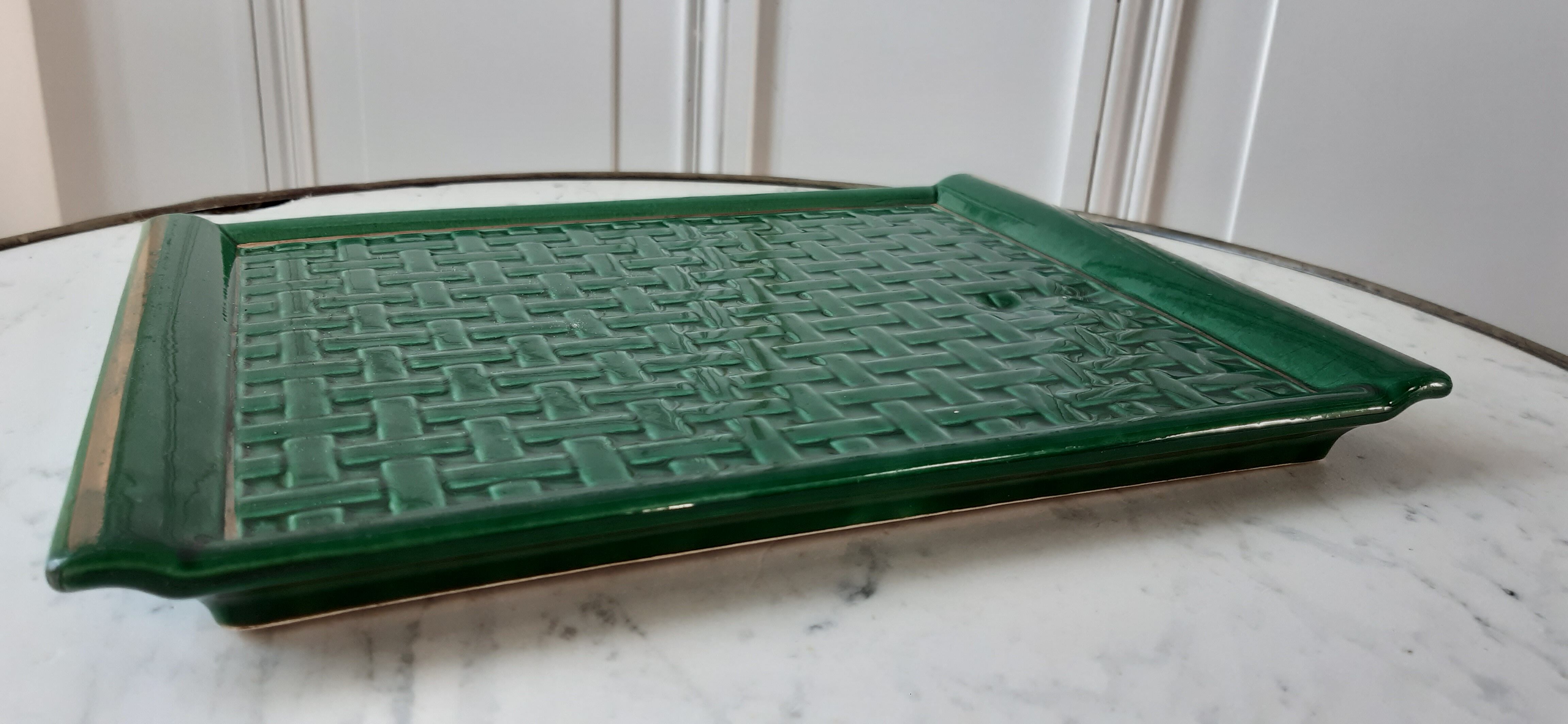 Ceramic top green and gold canning effect 50s