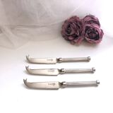 Set of 3 small silver metal cheese knives