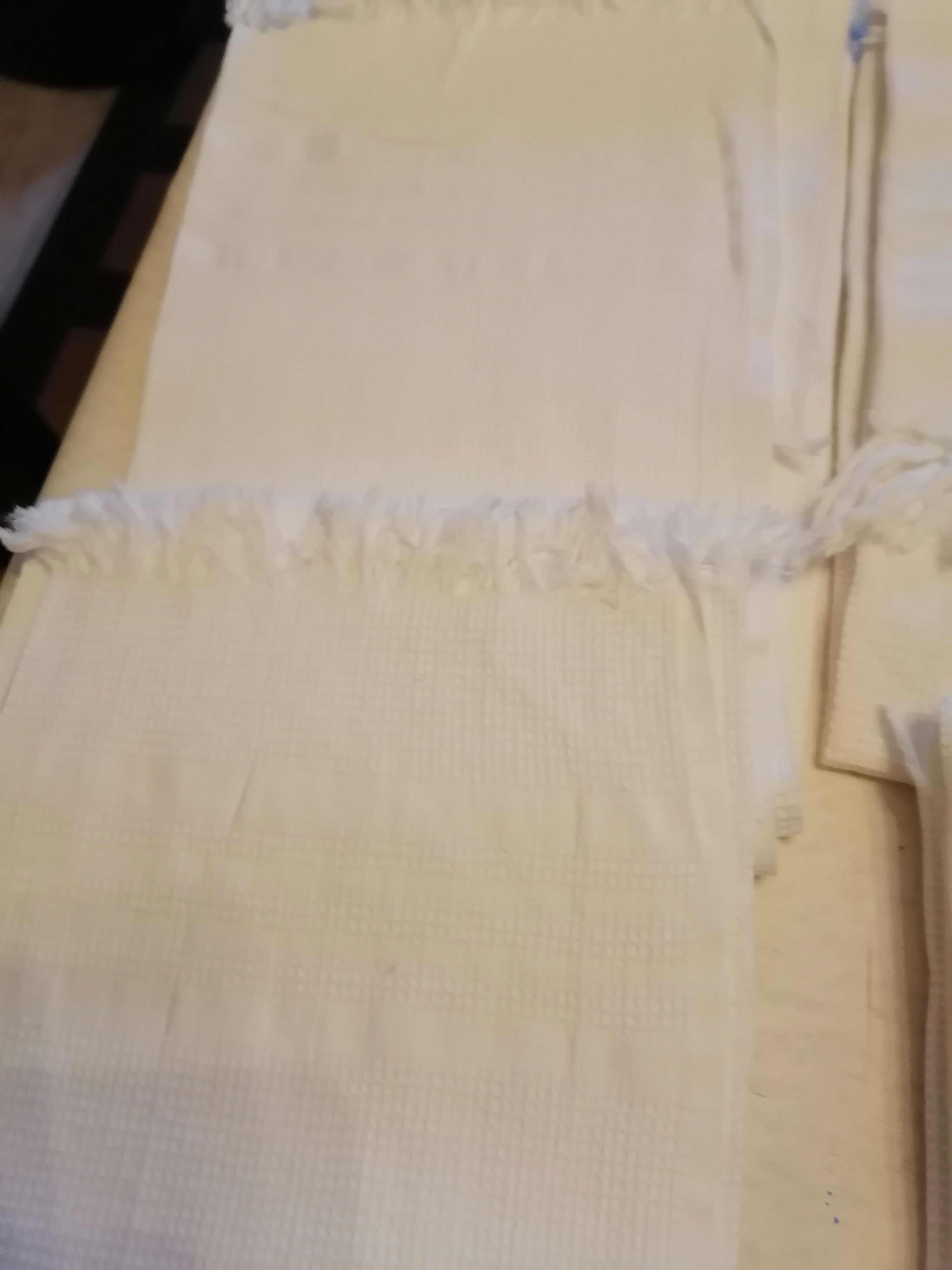 Set of 6 towels cotton i honeycomb fringes 1930 50