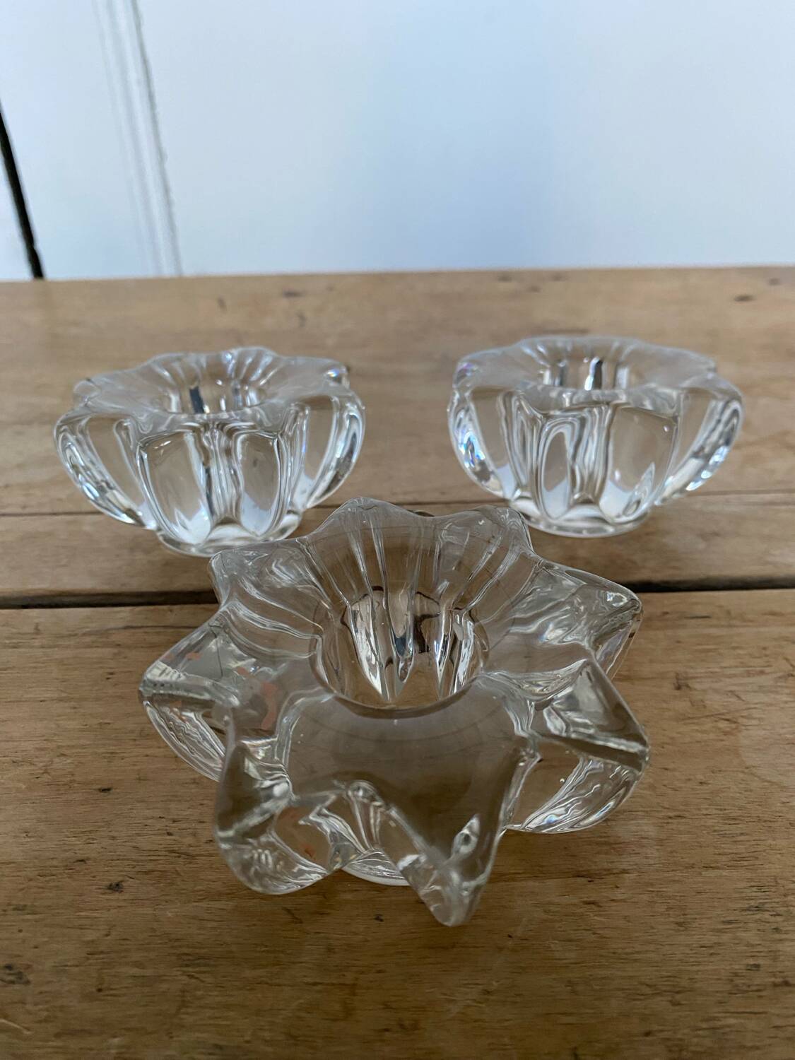 Set of 3 Pierre d'Avesn style glass candle holders