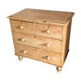 Renovated antique English solid pine chest of drawers.