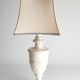 Neoclassical White Florentine Alabaster Table Lamp with Leaf Relief, Italy