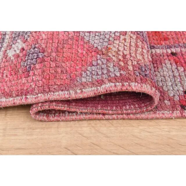 Tapis vintage turc Oushak fait à la main en laine et coton rose, années 1970