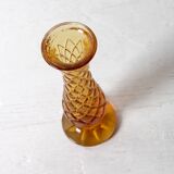 Small Vintage Amber Glass Vase / Mid-century Stylish Vase / Czechoslovakia