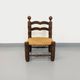 Vintage Charles Dudouyt Brutalist Low Chair in Wood and Straw, 1940s