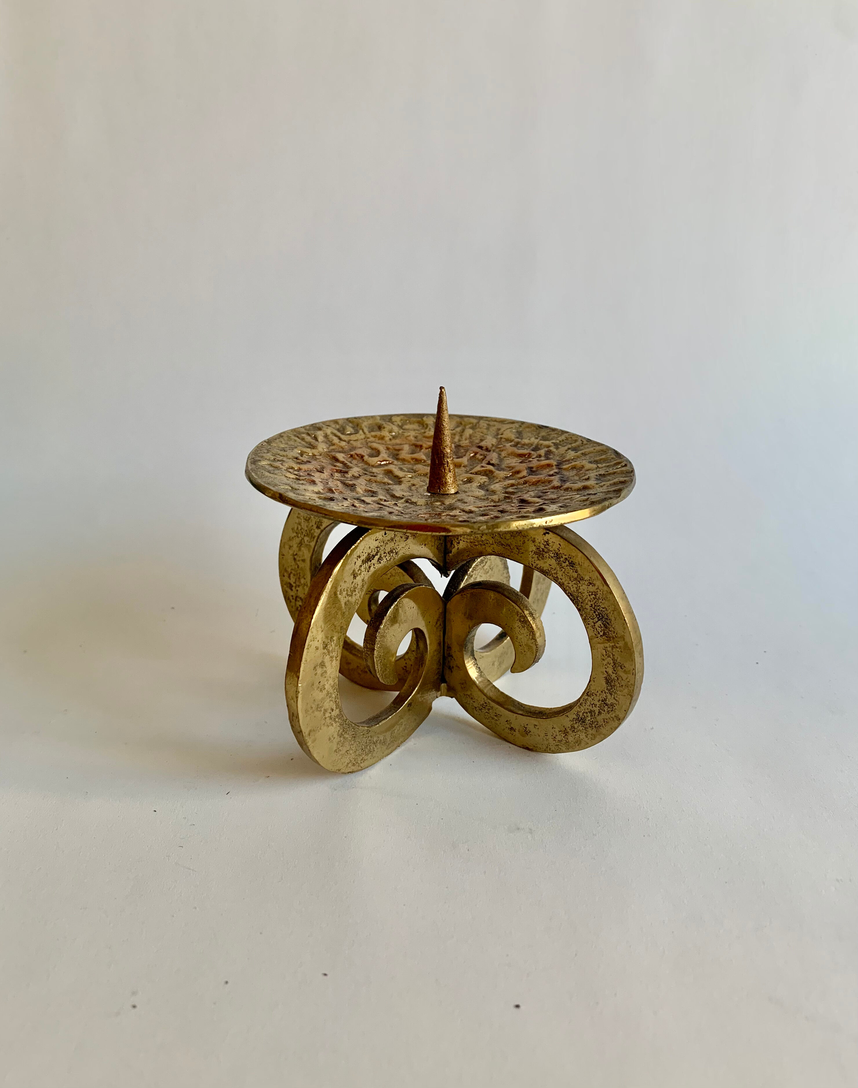 Brutalist bronze candleholder, 1970s