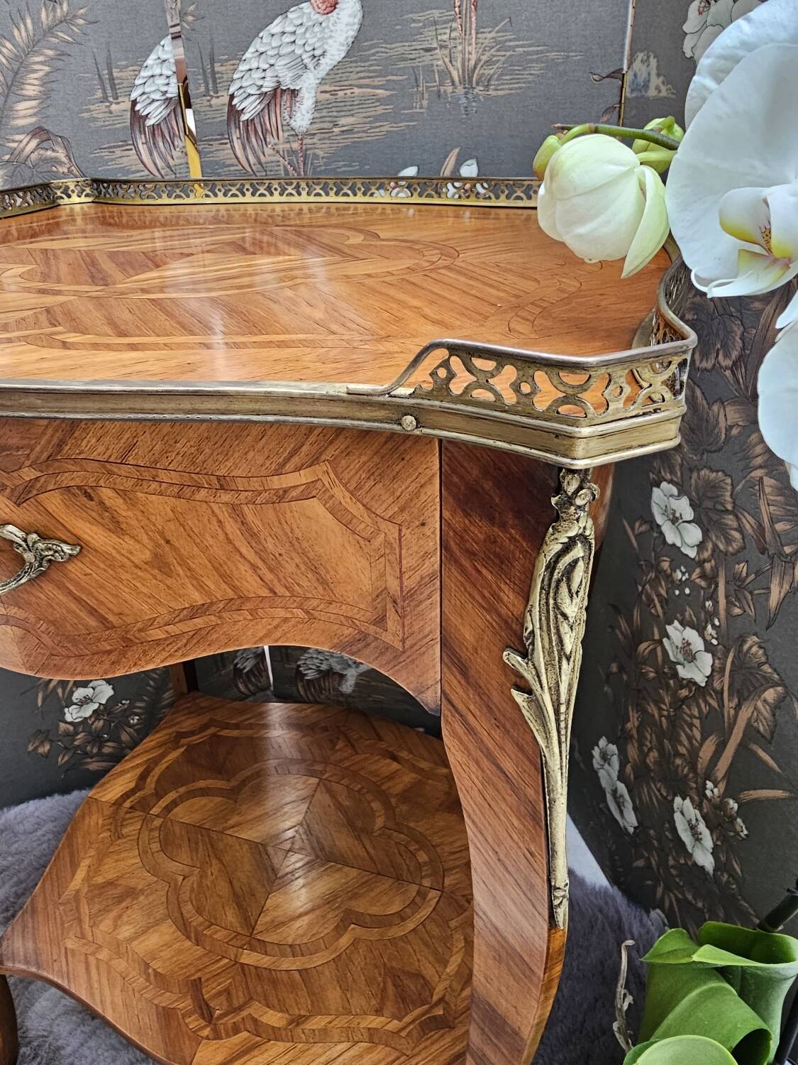 Louis XV style marquetry side table