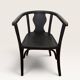 Curved black lacquered wooden armchair in Thonet style