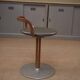 LA PALMA designer swivel stool in metal and leather – 1970s