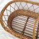 Bassinet in rattan, his mattress, pillow and bed linens