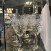 6 wine glasses and a ewer in etzel crystal
