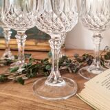 6 diamond-point stemmed glasses, Arques crystal, Longchamp