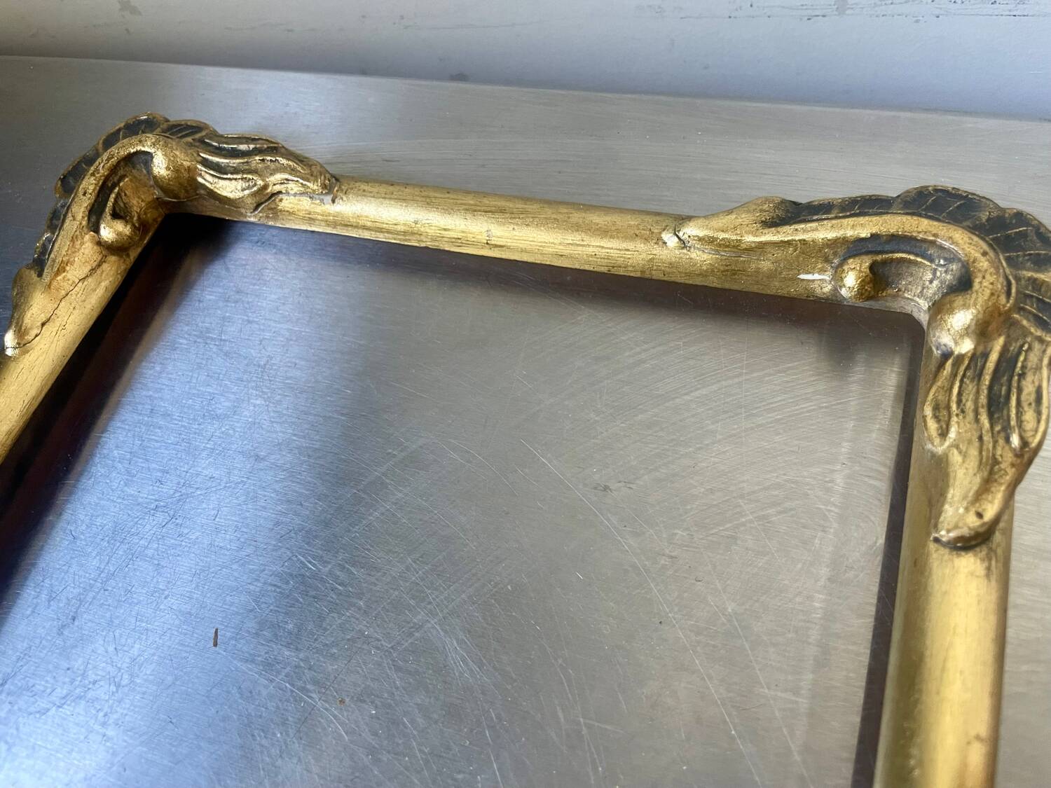 Antique gilded art nouveau  wooden frame 27 cm x 22 cm